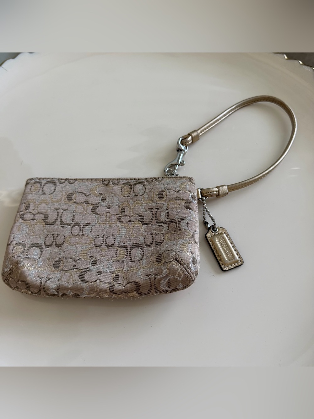 Vintage Coach Gold Metallic Lurex Signature Wristlet
